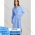 ELLE法式设计感蓝色条纹衬衫连衣裙女2024春装新款高端精致裙子 蓝色 S
