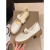 卡帝乐鳄鱼（CARTELO）白色玛丽珍鞋女夏季2024年新款复古单鞋配裙子百搭英伦风小皮鞋秋 杏色 38
