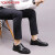奥康（Aokang）男鞋春季新款镂空皮凉鞋男士真皮商务正装休闲透气凉皮鞋 黑色镂空1215811007N 40