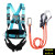 国标安全带高空作业五点式户外双挂钩安全绳套装全身电工保险带 背带+双大钩-2.7米