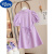 迪士尼（Disney）女童夏装连衣裙韩版中大童时髦洋气Polo裙儿童休闲甜美泡泡袖裙子 紫色(带包包) 110cm