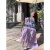 川淞白色蕾丝吊带连衣裙女2024夏季新款气质海边度假风蛋糕裙沙滩长裙 浅紫色 XL
