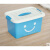 收纳箱塑料特大号衣服储蓄储物箱玩具整理箱有盖收纳盒三件套 新款蓝色笑脸 中号手提长35.5宽24高20厘米