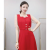 曼卡玉夏款时尚气质网纱拼接方领短袖中长连衣裙 红色 XXL(128-138斤）