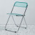 宜瑞思 透明折叠椅子ins亚克力塑料椅水晶北欧餐椅网红椅化妆椅 海蓝色透明(电镀银腿)