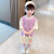 迪士尼韩系女童夏装连衣裙2024新款儿童短袖夏季1女宝宝T恤2裙 紫色 90