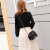 AGOTG品牌香港小香风包包女2023新款潮时尚全皮菱格链条包单肩斜挎小包 黑色 小款