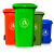 力豪（LIHAO） 方形塑料垃圾桶 户外楼道弹盖垃圾桶 50L绿色 加厚款 定向轮 (可回收物标识)