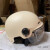 摩托车头盔碳纤维3认证电动车半盔男女通用防嗮四季透气卡其色 亮黑色3C款 茶色镜片