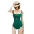 柯帛 新款温泉游泳衣女三角连体遮肚显瘦性感比基尼 绿色 XL（115-128斤）