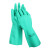安思尔 37-176 抗溶剂丁腈胶棉植绒防化手套平直袖口 绿色 8码 1副装