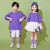 迪士尼六一儿童节啦啦队合唱演出服小学生运动会表演服装校服班服园服夏 紫T+格子裙 100