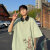 荣西图（RONGXITU）新中式国风新疆长绒棉t恤男夏季棉300g重磅短袖oversize七分袖 M 黑色