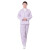劳保佳 病号服套装 分体长袖棉质病人服 粉白条短袖+长裤（松紧带）粉白条套装 L码