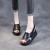 萱俪妮（XUANLINI）时尚装坡跟皮凉鞋女士室外穿夏季新款百搭增高跟松糕厚底鱼嘴鞋子 米白色-803-1 37