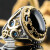 宜炫小众欧美风流行复古个性夸张款设计花纹黑面锆石戒指男士 AJZ3586戒指 6号