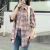 TKNK格子衬衫女新款2024高级感粉色短袖夏季设计ins韩版复古宽松外套 粉色 D2 S