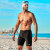 范德安（BALNEAIRE）男士高端时尚专业运动五分平角大码泳裤沙滩防晒度假 黑 XL
