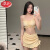 浪莎（langsha）韩国ins夏季高级感比基尼性感显瘦沙滩度假裙式分体泳衣温泉泳装 黄色 S
