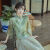 宜町深圳南油女装新中式禅意茶服旗袍两件套日常改良汉服文艺国风显瘦 绿色 两件套 S