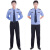 保安工装制服春秋长袖衬衣套装男保安工作服套装男 蓝色长袖+标志 160