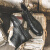 ADUCCEIS马丁靴男韩版中帮短靴黑色内增高加绒工装靴英伦布洛克高帮皮鞋男 深红色 41