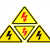 电力闪电标警示牌当心触电三角设备安全有电危险PVC防水不干胶贴 厚度0.08mm黑色无字闪电 25.5x25.5cm