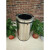 PULIJIE 不锈钢垃圾桶翻盖直投商用公共圆桶收纳桶 25x61不锈钢(直投) 有内桶