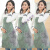 日式围裙女厨房防水防油新款罩衣工作服男士做饭的专用可擦手 绿色3条