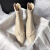 Supnba21ins小众设计款法式细高跟尖头弹力短靴女韩版褶皱白色气质瘦瘦靴 深棕色 36