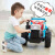 新款电动拖拉机儿童可坐人小男孩宝宝手扶双人遥控玩具车四轮汽车 高配米色+硬座+双驱12V10A电瓶+ 双驱动