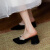 奢驰路易（SECHILOUIS）法式珍珠尖头包头半拖鞋女夏2024新款磨砂牛皮粗跟时尚外穿穆勒鞋 黑色 34