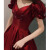洛丽塔公主裙成人性感敬酒服新款新娘结婚红色答谢宴礼服订婚连衣 酒红色中长款 XS