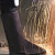 焊工牛皮护腿 电焊防烫护脚 脚盖 脚套 耐高温 耐磨 防火花飞溅 桔色筒高23CM（粘贴款）