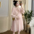 唯美黛安芬孕妇春装连衣裙时尚宫廷风长袖2024新款粉色立领小个子 粉色 XL