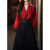 冉囱订婚衣服女春季气质汉服穿搭套装2024年新款红色长袖上衣显瘦半身 黑色半身裙 单件 S码（建议80-90斤）