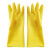 厚创 牛筋乳胶手套胶皮手套工厂家庭专用防油防水橡胶手套牛津胶皮 黄色 M