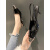 北极绒（Bejirog）凉鞋女2024春夏季方头细跟单鞋设计感小众包头黑色高跟鞋 漆皮黑色9cm 34