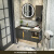 千石卫浴现代简约智能岩板实木组合卫生间一体洗漱台洗脸盆柜 0.8米智能圆镜款