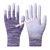 沁度帆布手套劳保 36双薄款白色尼龙PU涂指涂掌手套劳保耐磨无尘透气 紫色条纹涂掌(24双) S