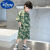 迪士尼（Disney）儿童装男童汉服夏装套装2024新款夏季唐装男孩夏款中大童中式国风 绿色 170
