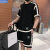 KBZ运动套装男 香港潮牌 夏季新款休闲宽松舒适短袖T恤短裤两件套 黑色 M