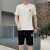 EXDBOY品牌2024男士夏季短袖T恤一套休闲衣服青少年帅气男生五分裤运动 TZ192白色 L