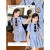 G.DUCKKIDSG.DUCK KIDS GO WITH DUCK女童裙子2024夏季新款韩版学院风 蓝色条纹 高品质连衣裙 110 正码拍+领带