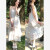 RVIP法式白色吊带连衣裙女夏季气质V领蕾丝花边蛋糕裙海边度假长裙子 白色蛋糕裙 S 建议80-95斤