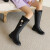 卟先生女童靴子2024冬季儿童高筒长靴小女孩加绒棉靴学生公主皮靴 粉色（单里） 27码内长18.5cm