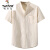 啄木鸟棉麻短袖衬衫男士夏季中国风亚麻休闲衬衣纯色简约小立领男装上衣 白色 2XL