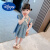 迪士尼（Disney）女童短袖公主裙2024女宝宝夏装新款夏季小童牛仔裙子洋气儿童连衣 牛仔连衣裙图片色 80