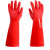 洗碗手套一体绒加绒加厚加长款厨房防水防油耐用橡胶乳胶手套橡胶  红色加绒手套（长40cm）2副