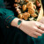 欧品客瑞士机芯手表女简约气质女士手表镶钻蛇表潮流时尚小巧石英表腕表 欧品客-3192-玫瑰金绿面